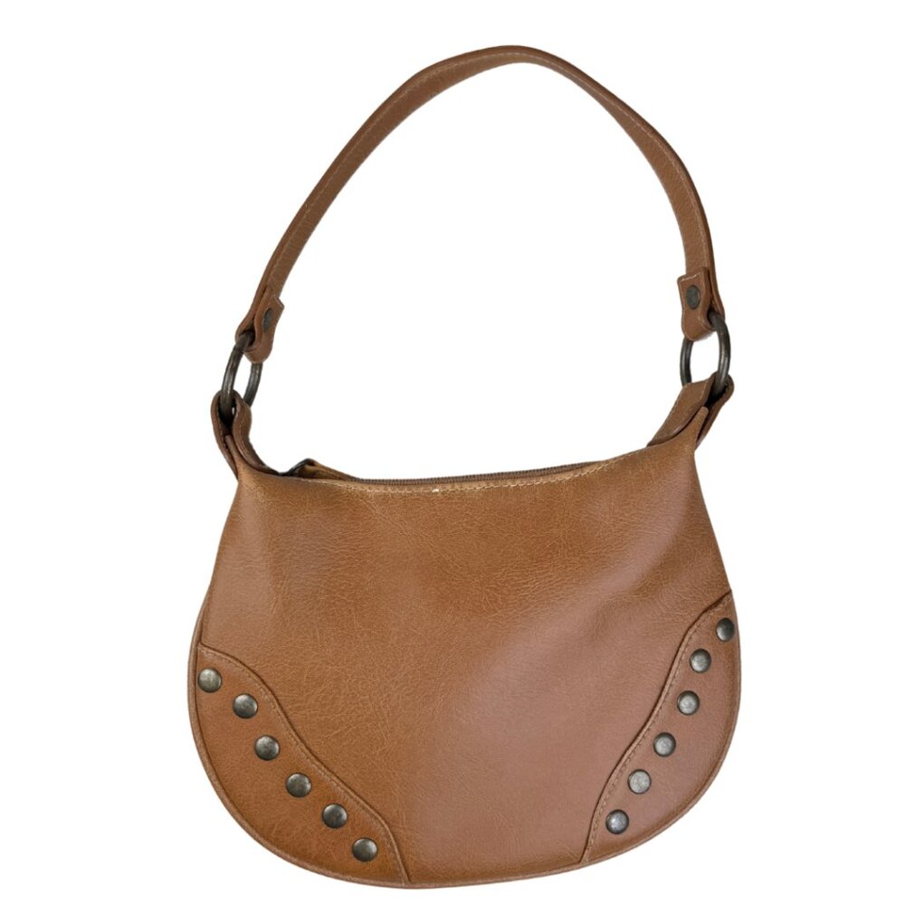 Charlotte Russe Brown Faux Leather Mini Studded Shoulder Bag Western Style